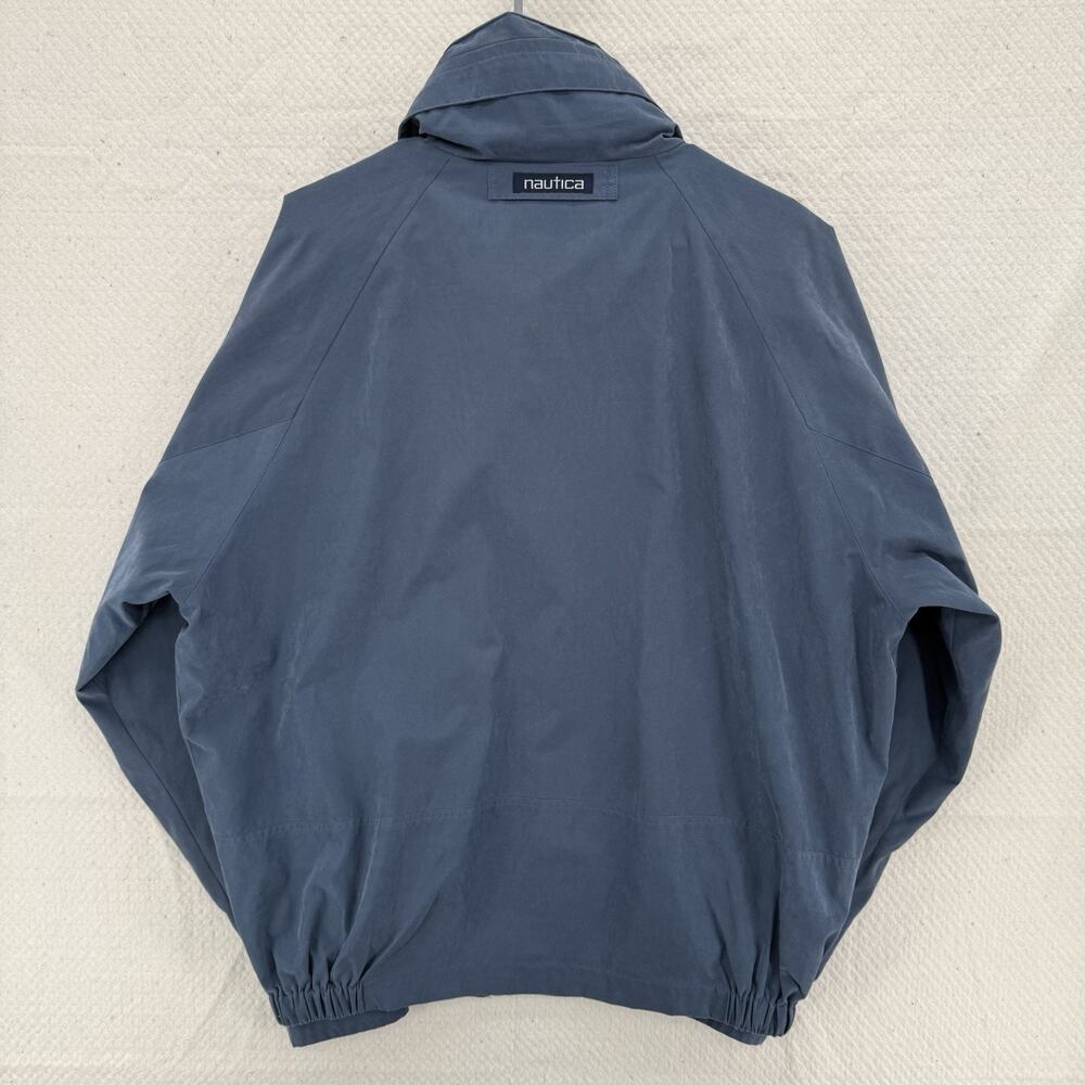 Vintage Nautica Men's Navy Blue Cotton Harrington Jacket Size Large Hooded 90's - Picture 2 of 9